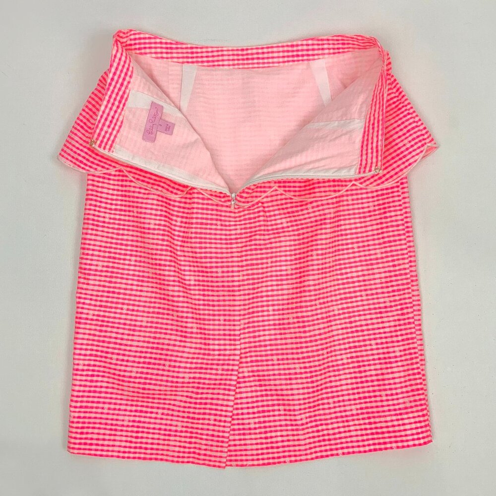 Lilly Pulitzer Thyme Scallop Peplum Gingham Skirt Fiesta Pretty Pink Size 2 - Picture 12 of 16